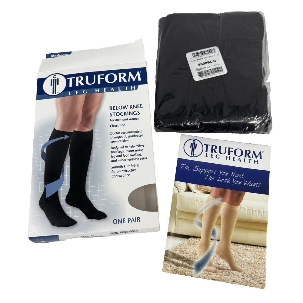 TruForm Below Knee Stockings Moderate Compression 15-20mmHg Black‎ Size G
